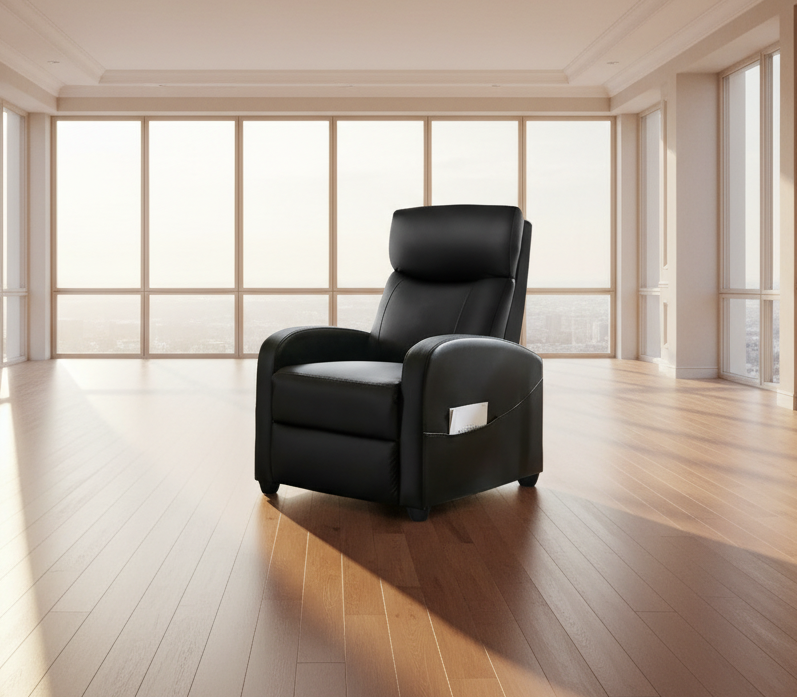 Massage Recliner with Footrest — Black