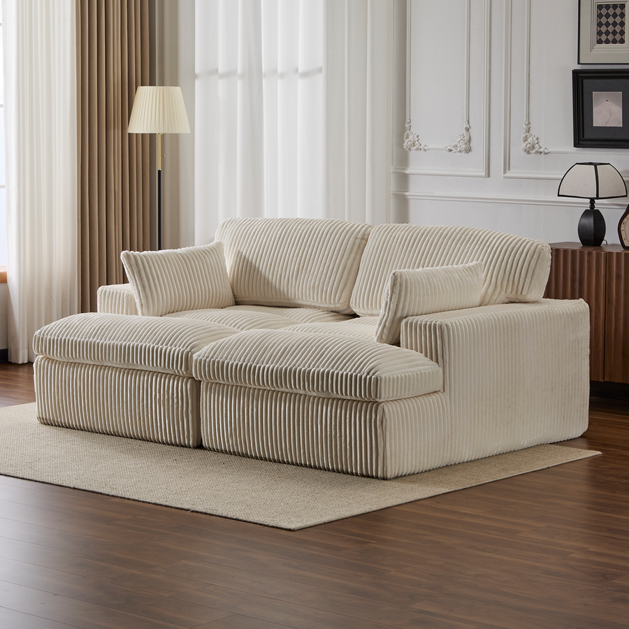 Double Chaise Lounge Chair Indoor,Oversized Upholstered Sleeper Cloud Couch,Deep Seat Luxury Sofa Bed,Sectional Sofa Chaise Love-seat,Corduroy Reading