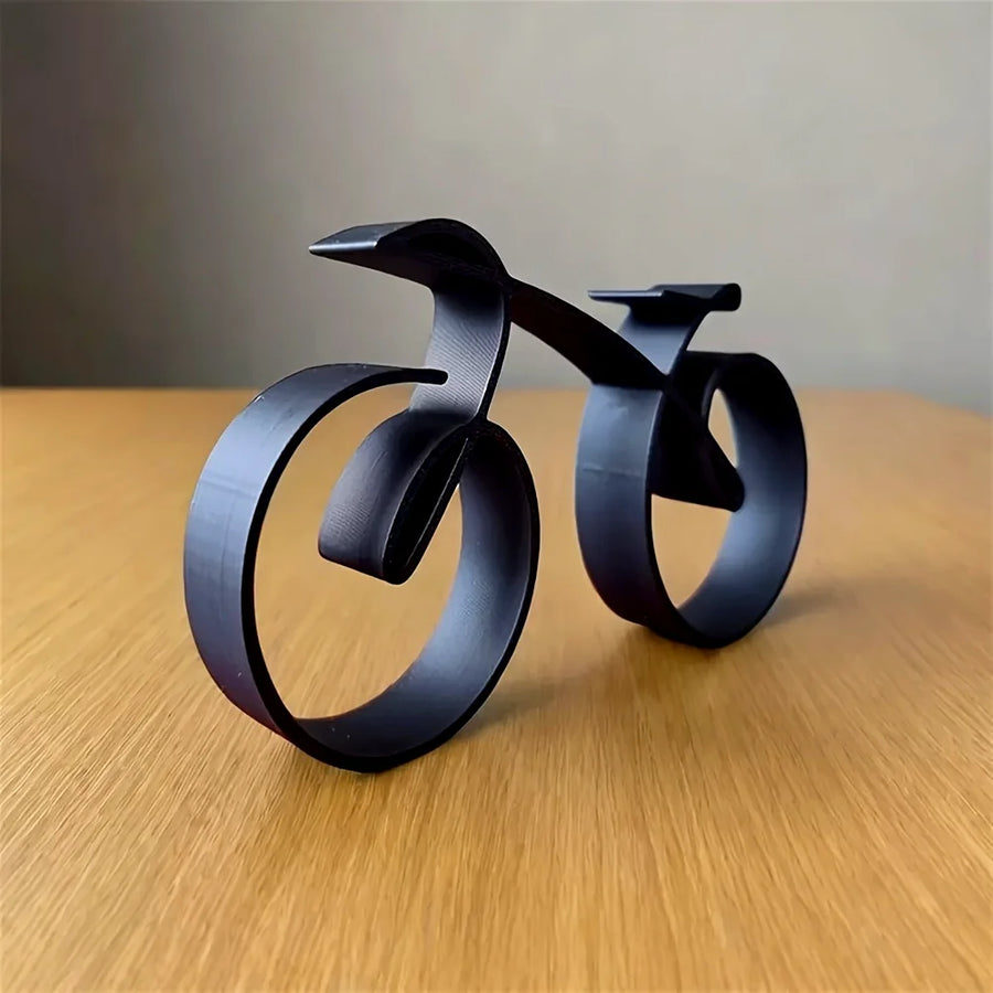 Modern Black Abstract Bicycle Sculpture — Resin Art Decor