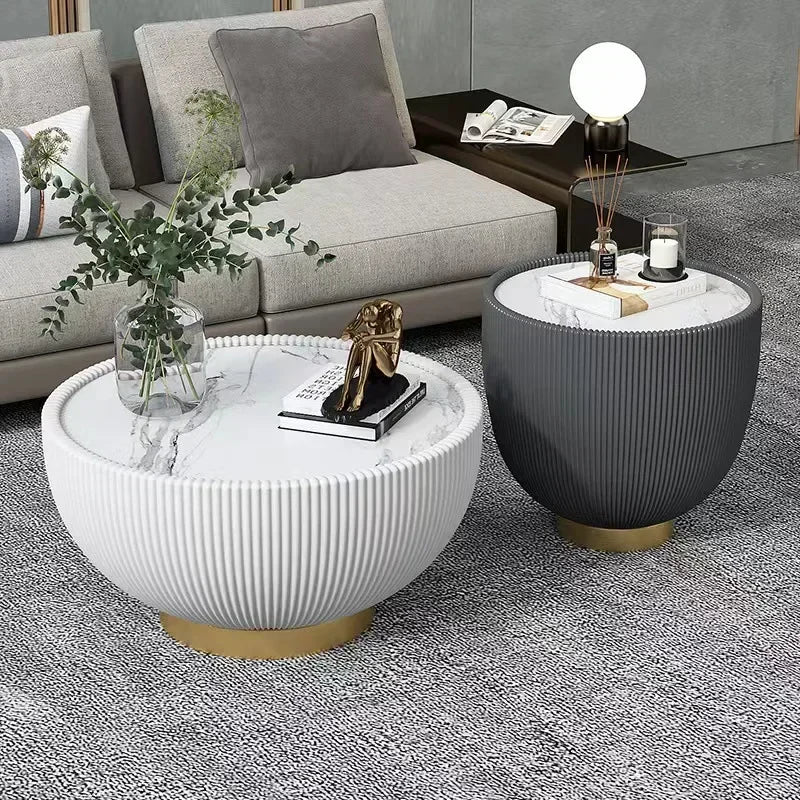 Luxury Minimalist Yanban Round Coffee Table Side Rock Board