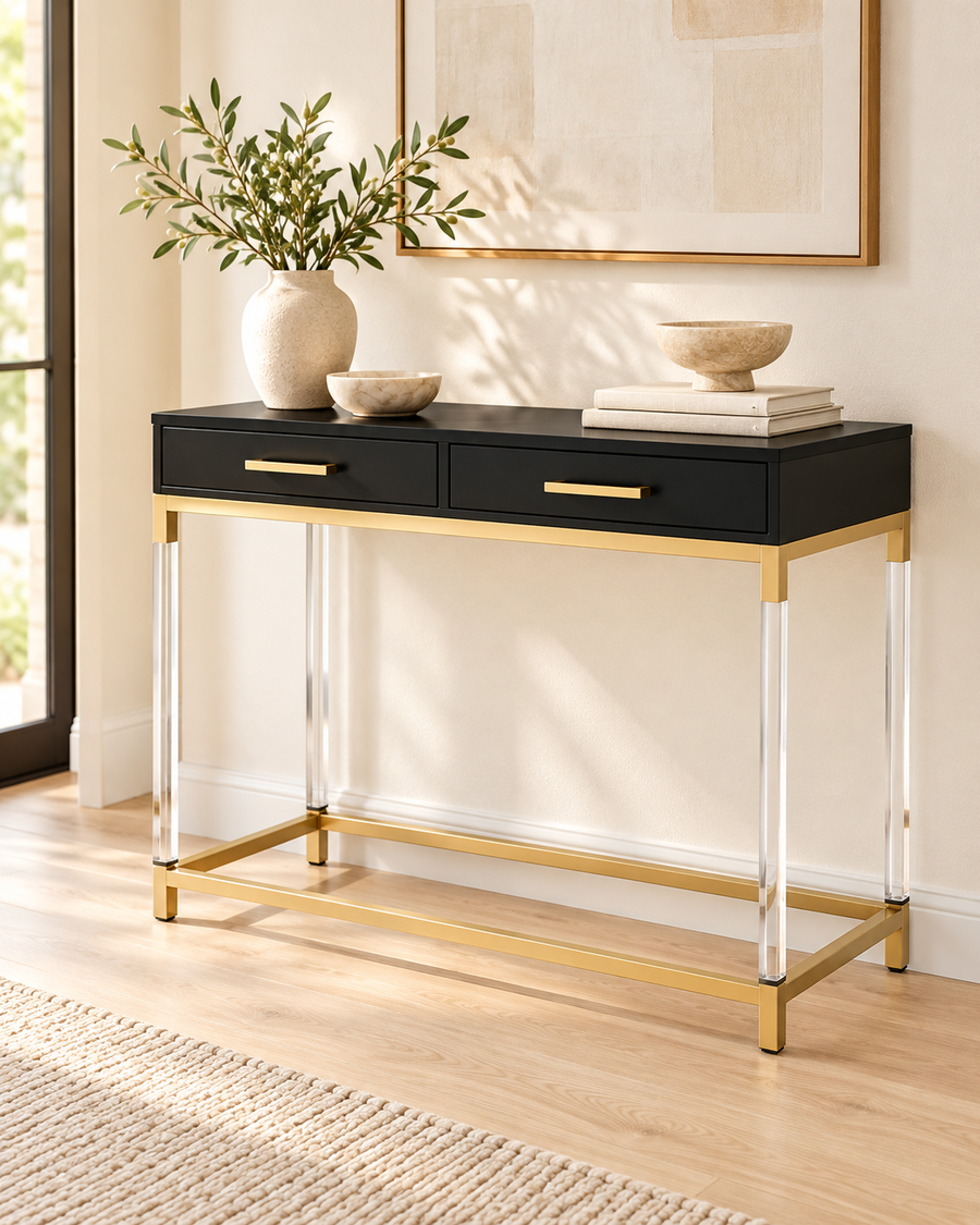 Adiel Console Table — Black & Gold