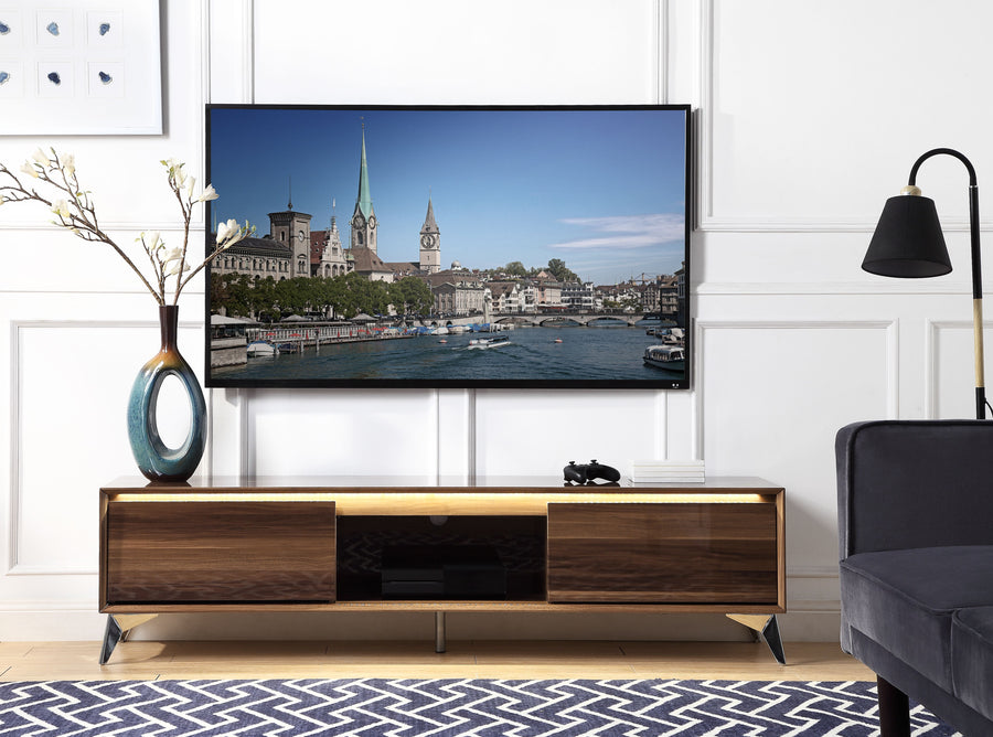 Raceloma TV stand , LED, Walnut Chrome Finish 91997