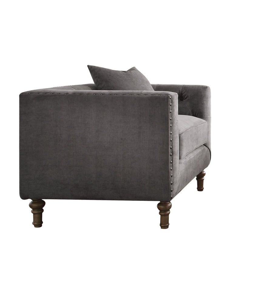 Sidonia Chair 1 Pillow in Gray Velvet 53582