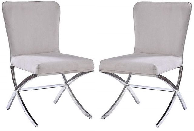 Daire Side Chair (Set-2) in Velvet Chrome 71182