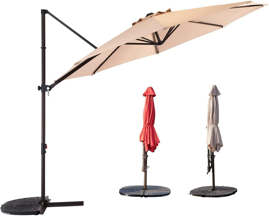 10FT Outdoor Aluminum Patio Umbrella (Cross Base Only, Fan Shaped Base Not Included)