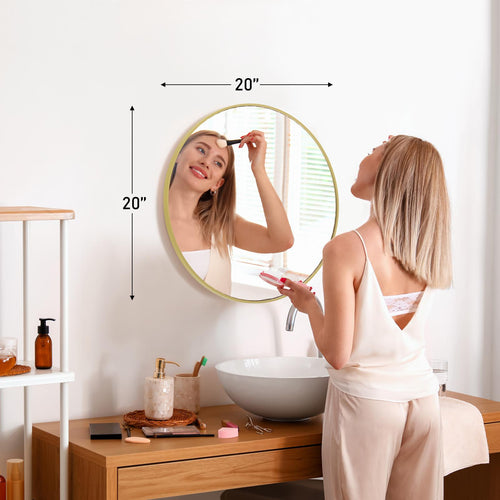 20-Inch Round Gold Wall Mirror | Modern Vanity & Entryway