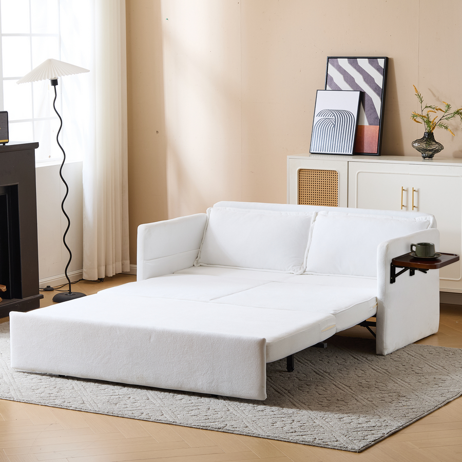Adult Sleeper Chair Bed, 3-in-1 Convertible Sofa Chair Bed Pull-out Sofa Bed, Convenient Folding Tray Table with USB and Type-C Charging Ports