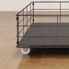 Dark Gray Full Bed with LED Winged Headboard & Storage