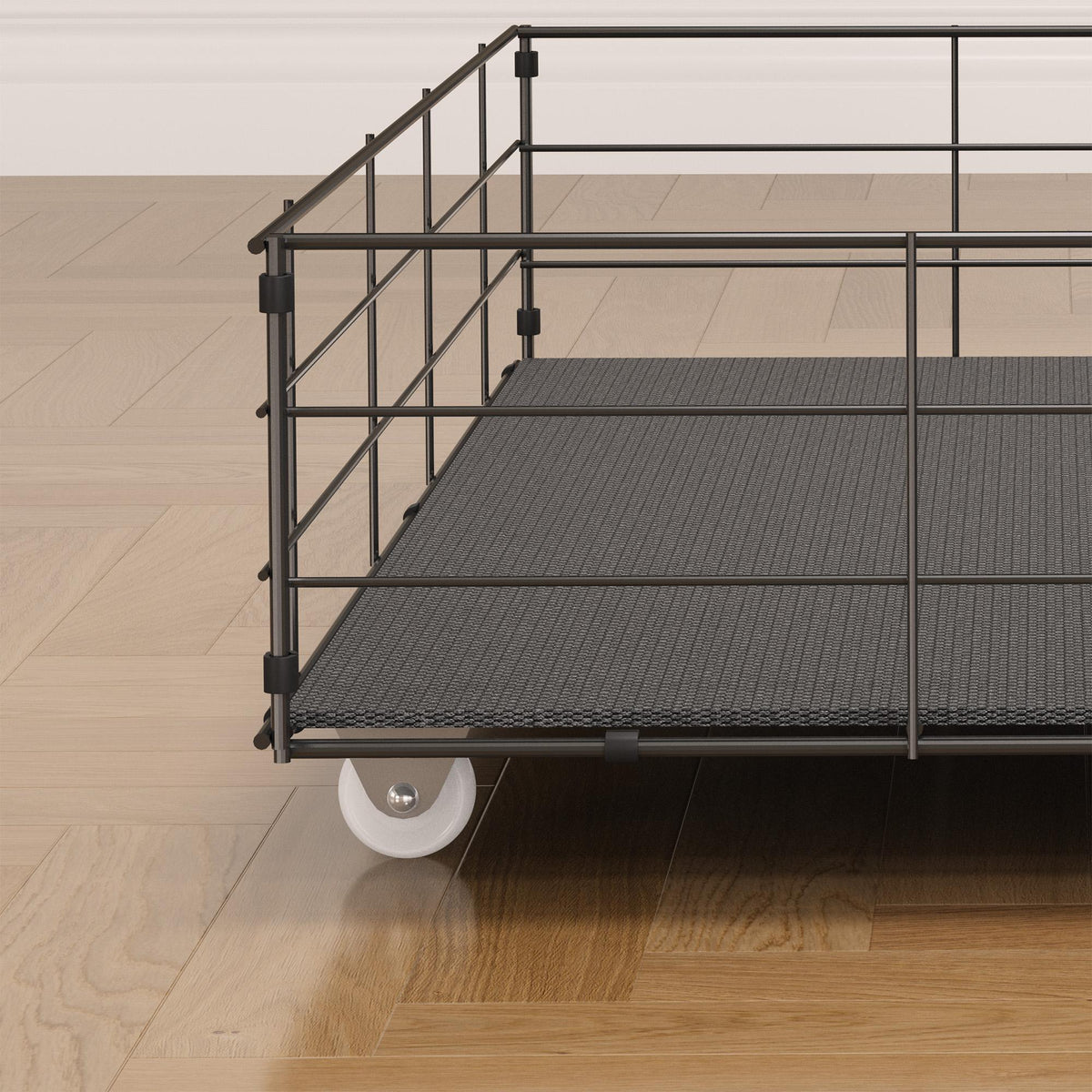 Dark Gray Full Bed with LED Winged Headboard & Storage
