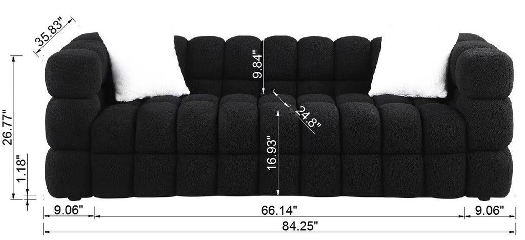 Black Marshmallow Bouclé Sofa | Sculptural 84-Inch 3-Seater