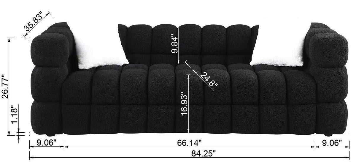 Black Marshmallow Bouclé Sofa | Sculptural 84-Inch 3-Seater