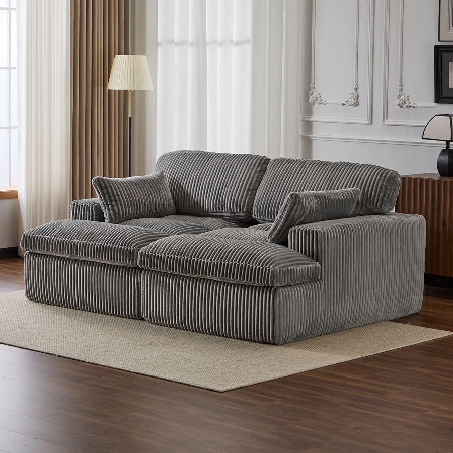 Double Chaise Lounge Chair Indoor,Oversized Upholstered Sleeper Cloud Couch,Deep Seat Luxury Sofa Bed,Sectional Sofa Chaise Love-seat,Corduroy Reading