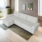 Beige Teddy Modular 3-Seater Sofa with Ottoman | Golden Home