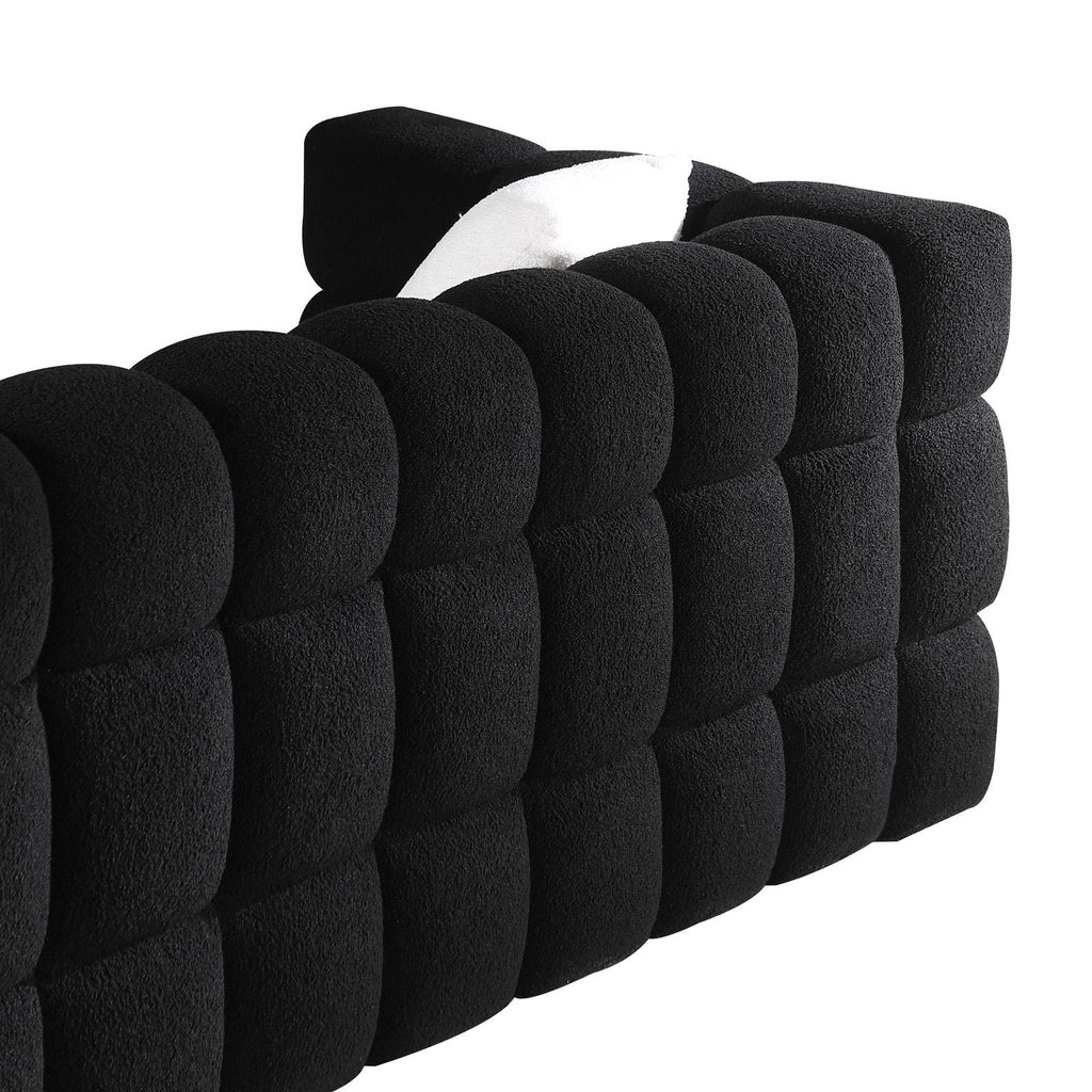 Black Marshmallow Bouclé Sofa | Sculptural 84-Inch 3-Seater