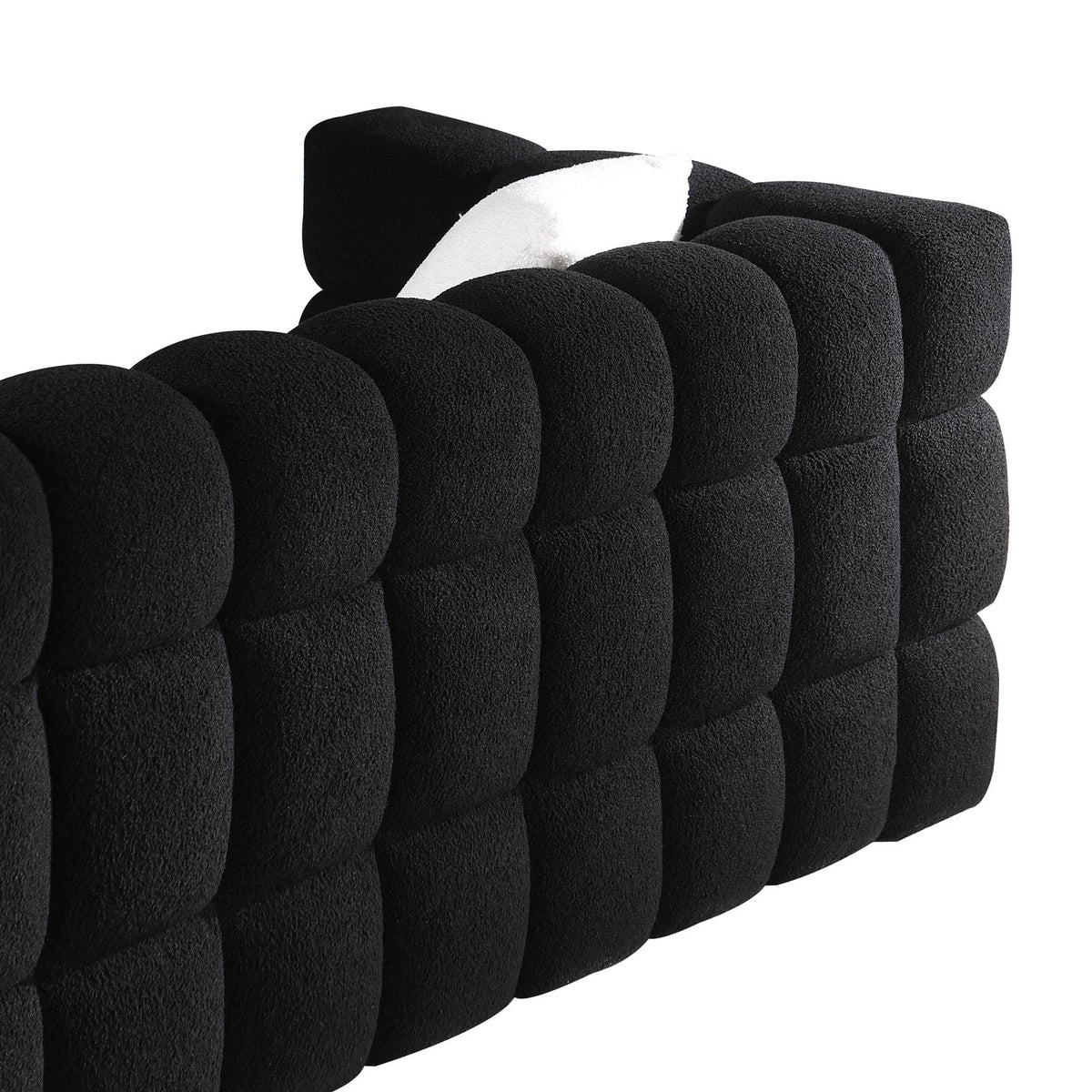 Black Marshmallow Bouclé Sofa | Sculptural 84-Inch 3-Seater