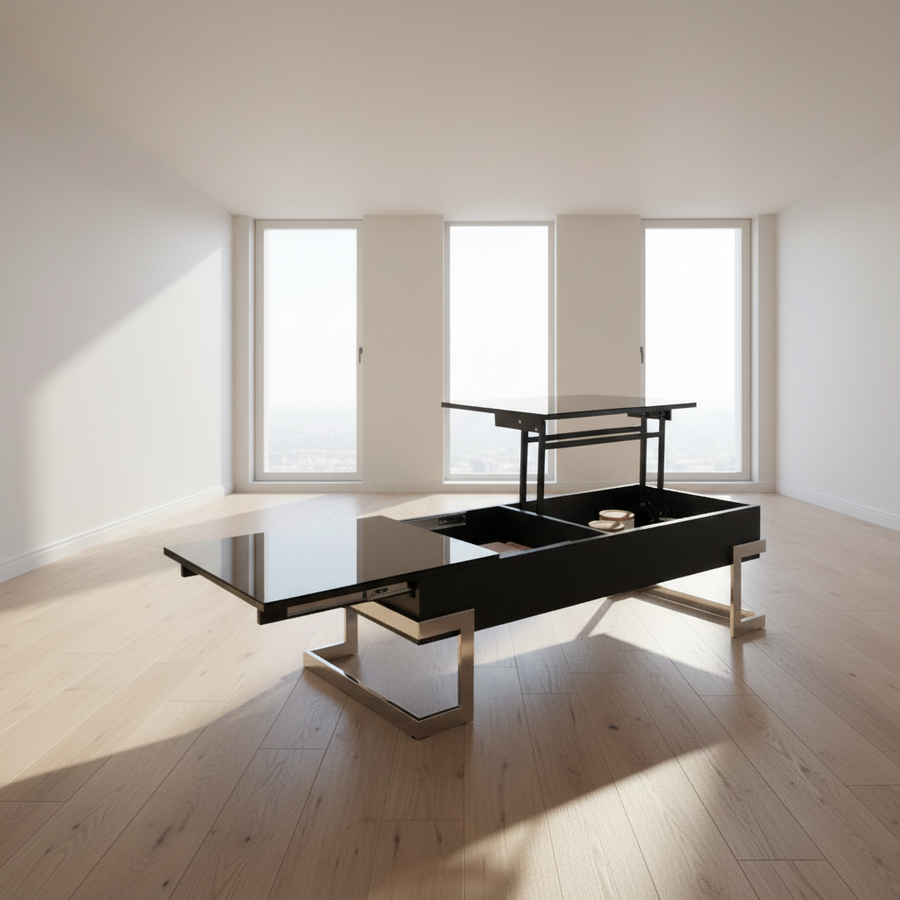 Calnan Coffee Table in Black & Chrome 81855