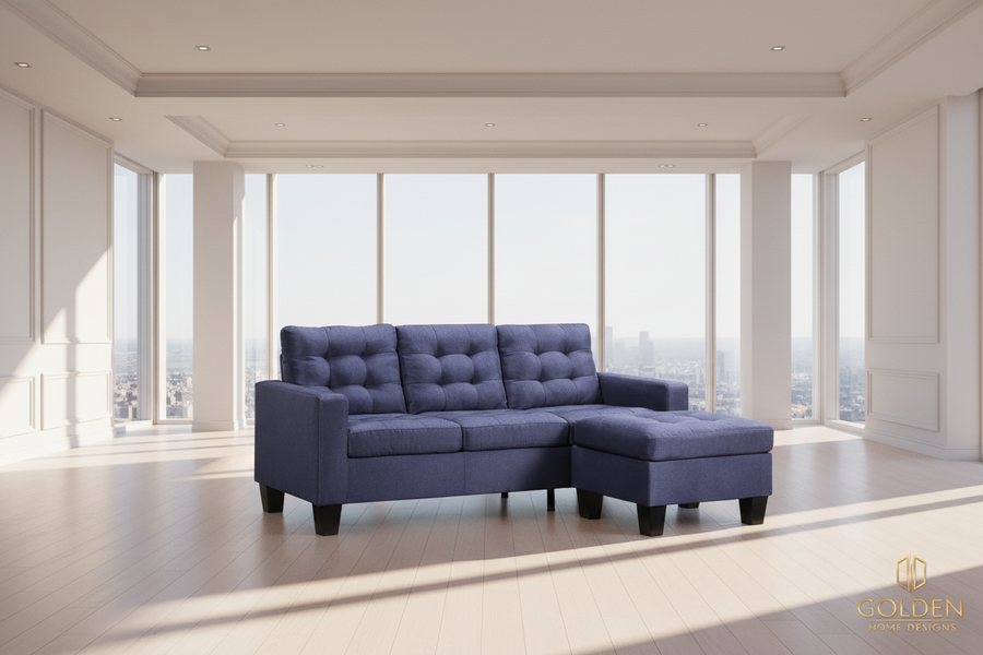 Earsom Sectional Sofa (RevChaise), Blue Linen 56650