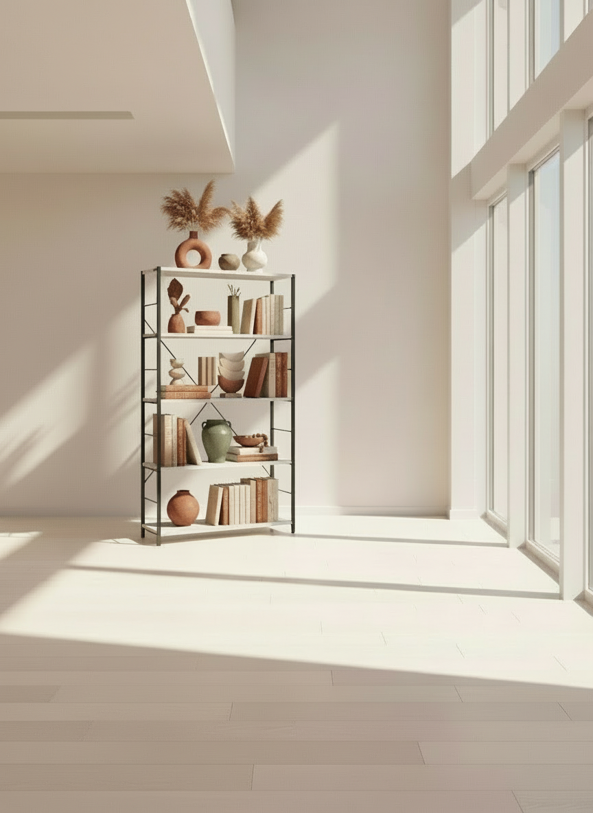 Tesadea Bookshelf, Antique White & Black Finish 92777