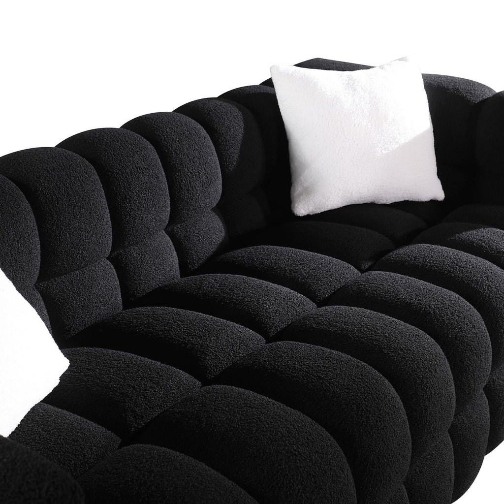 Black Marshmallow Bouclé Sofa | Sculptural 84-Inch 3-Seater