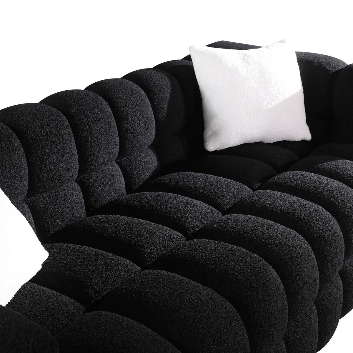 Black Marshmallow Bouclé Sofa | Sculptural 84-Inch 3-Seater