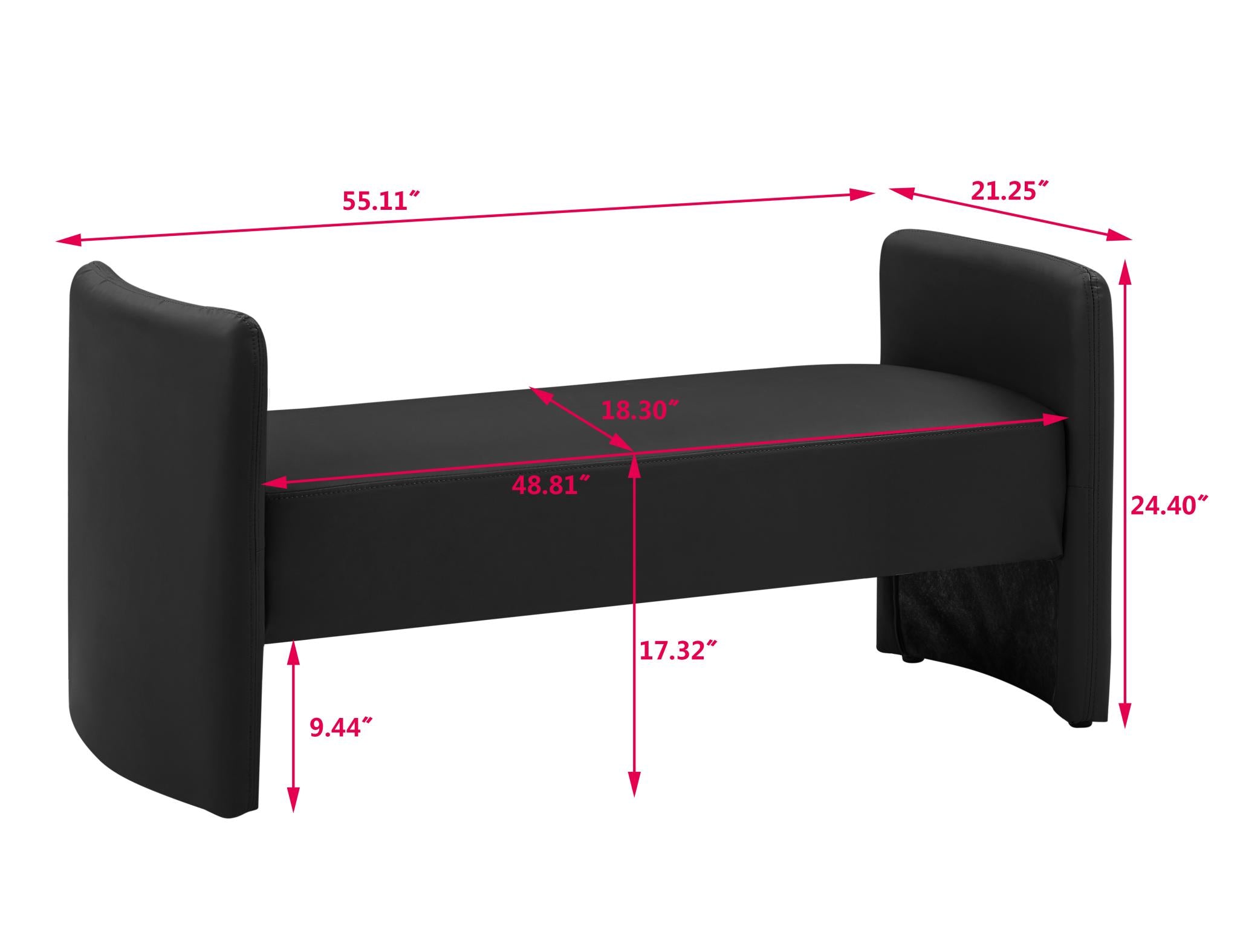 Modern Upholstered Bed Bench Entryway BenchOttoman with Armrest