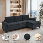 Dark Gray Teddy Modular 3-Seater Sofa with Ottoman