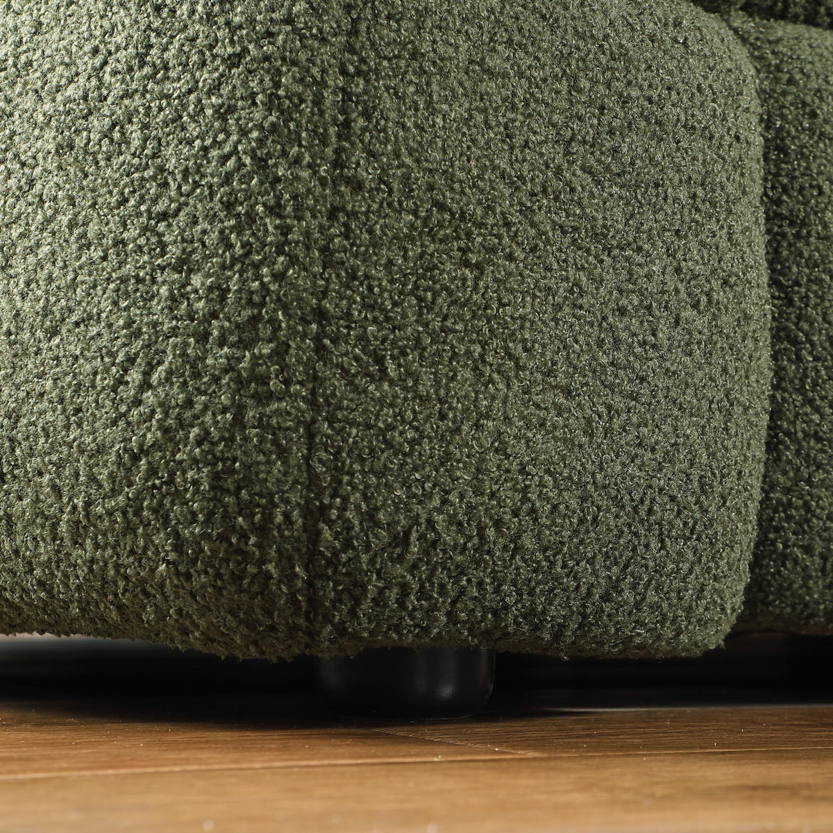 Olive Marshmallow Bouclé Sofa | Sculptural 84-Inch 3-Seater