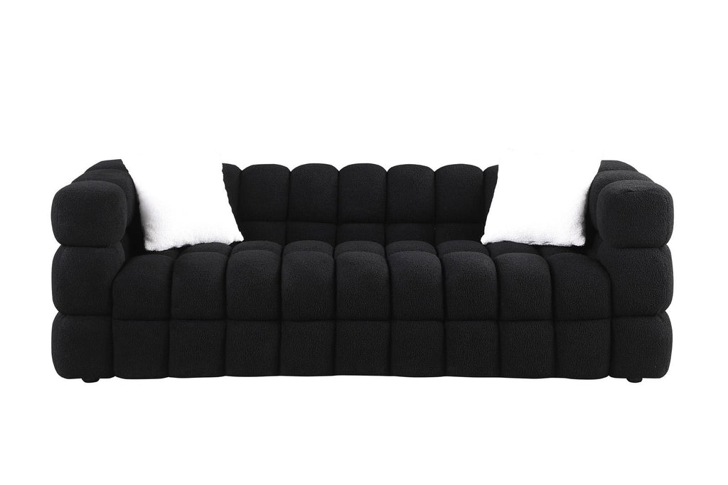 Black Marshmallow Bouclé Sofa | Sculptural 84-Inch 3-Seater