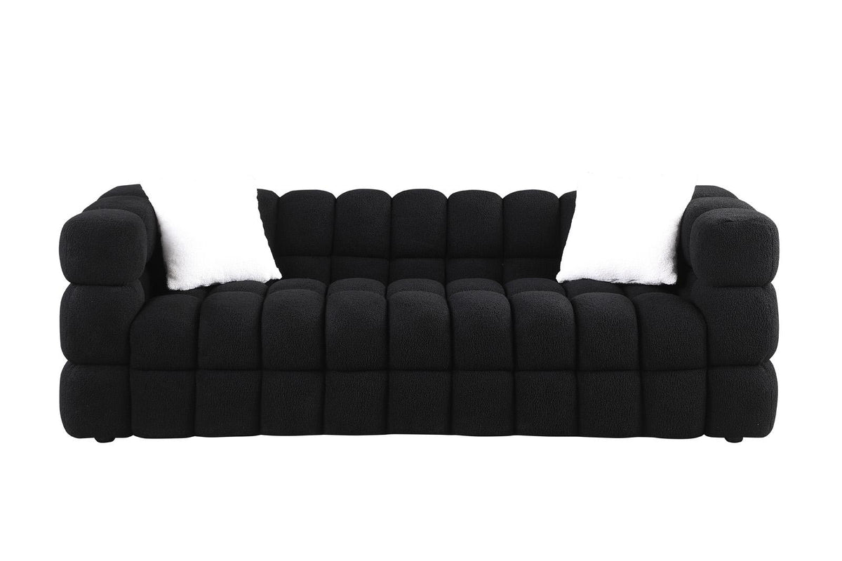 Black Marshmallow Bouclé Sofa | Sculptural 84-Inch 3-Seater