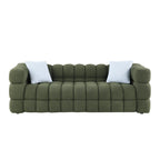 Olive Marshmallow Bouclé Sofa | Sculptural 84-Inch 3-Seater