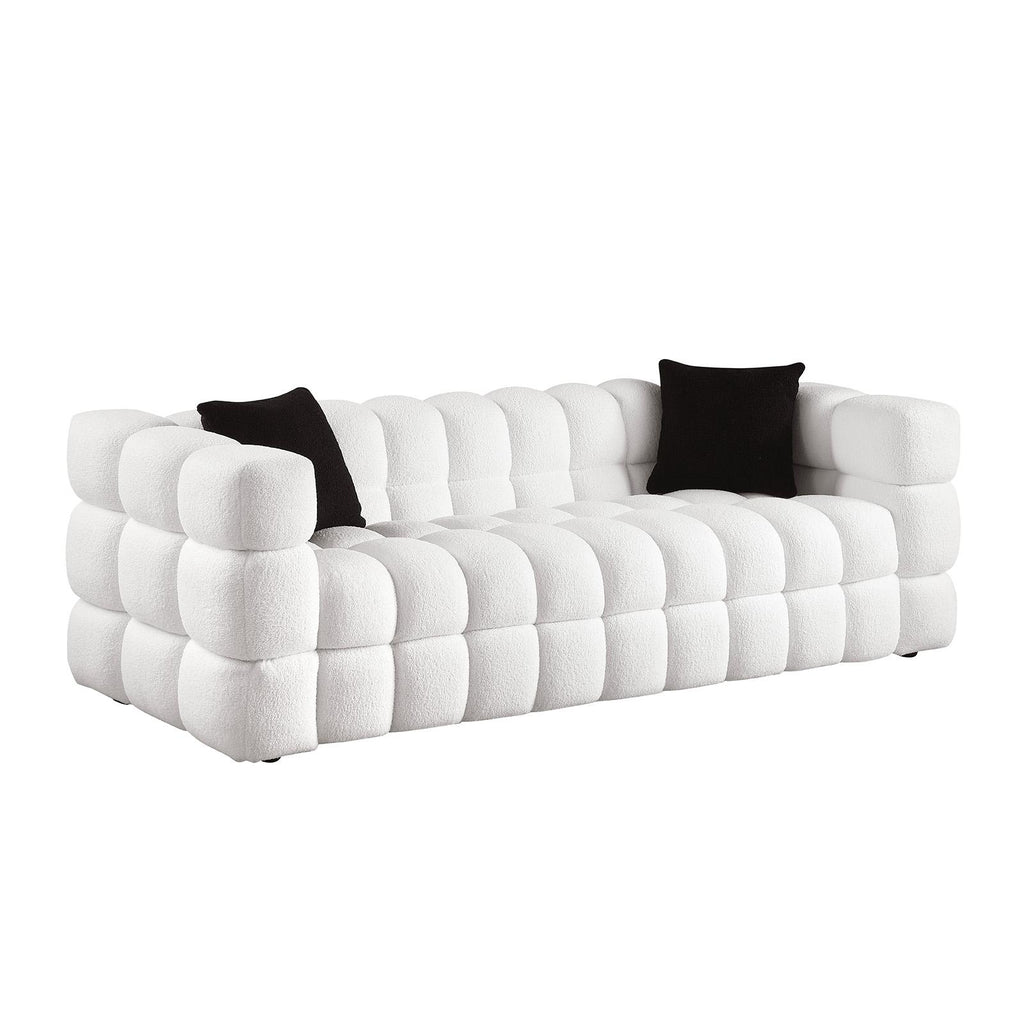 Ivory Marshmallow Bouclé Sofa | Sculptural 84-Inch 3-Seater