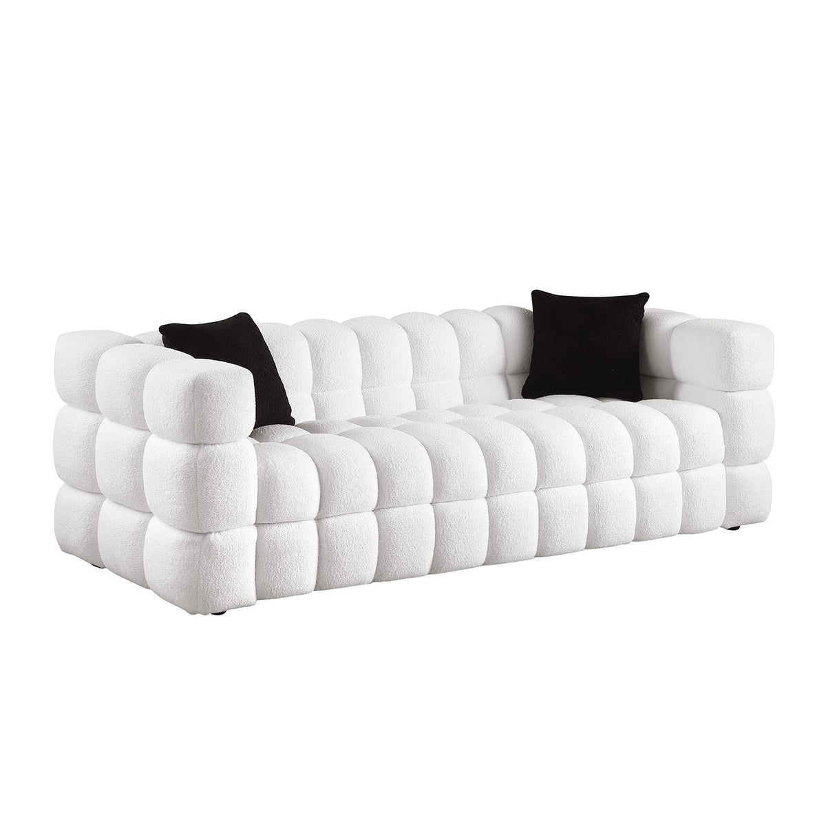 Ivory Marshmallow Bouclé Sofa | Sculptural 84-Inch 3-Seater
