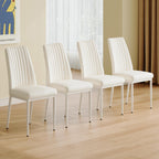 White High-Back Upholstered Dining Chairs — Set of 4