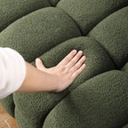 Olive Marshmallow Bouclé Sofa | Sculptural 84-Inch 3-Seater