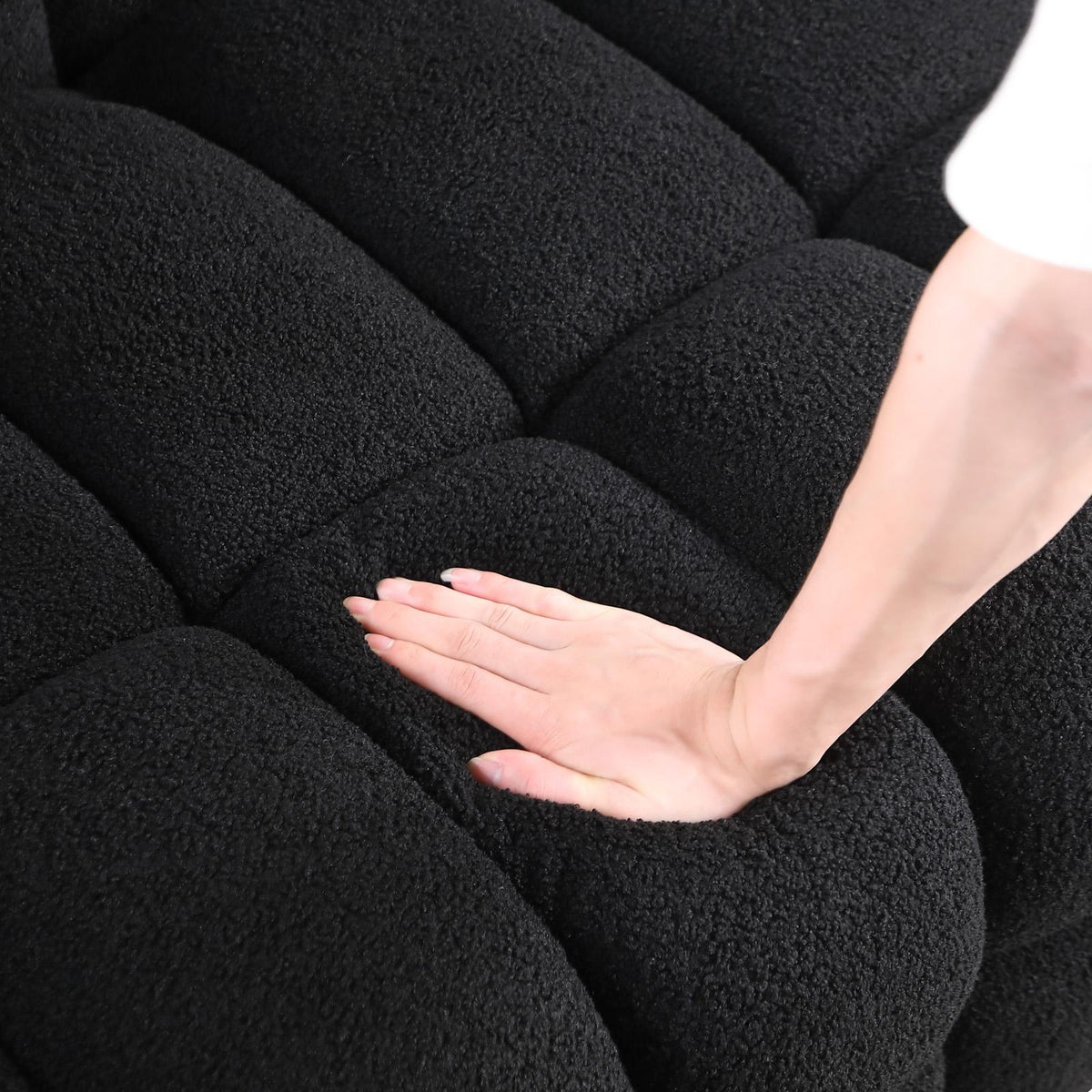 Black Marshmallow Bouclé Sofa | Sculptural 84-Inch 3-Seater
