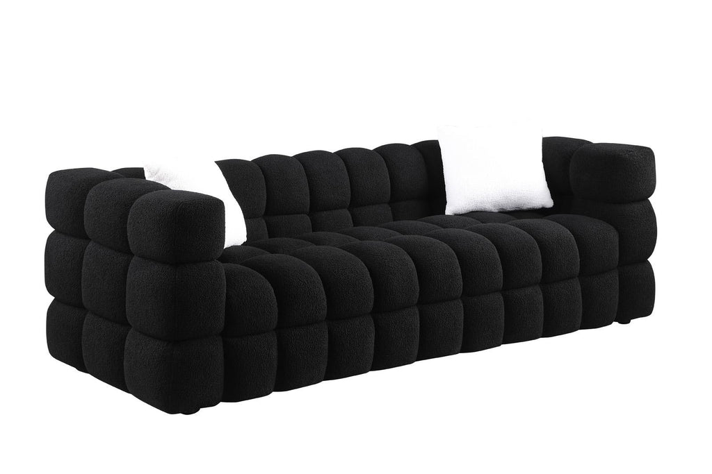 Black Marshmallow Bouclé Sofa | Sculptural 84-Inch 3-Seater