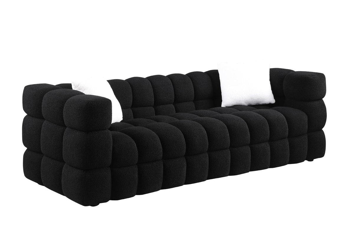 Black Marshmallow Bouclé Sofa | Sculptural 84-Inch 3-Seater
