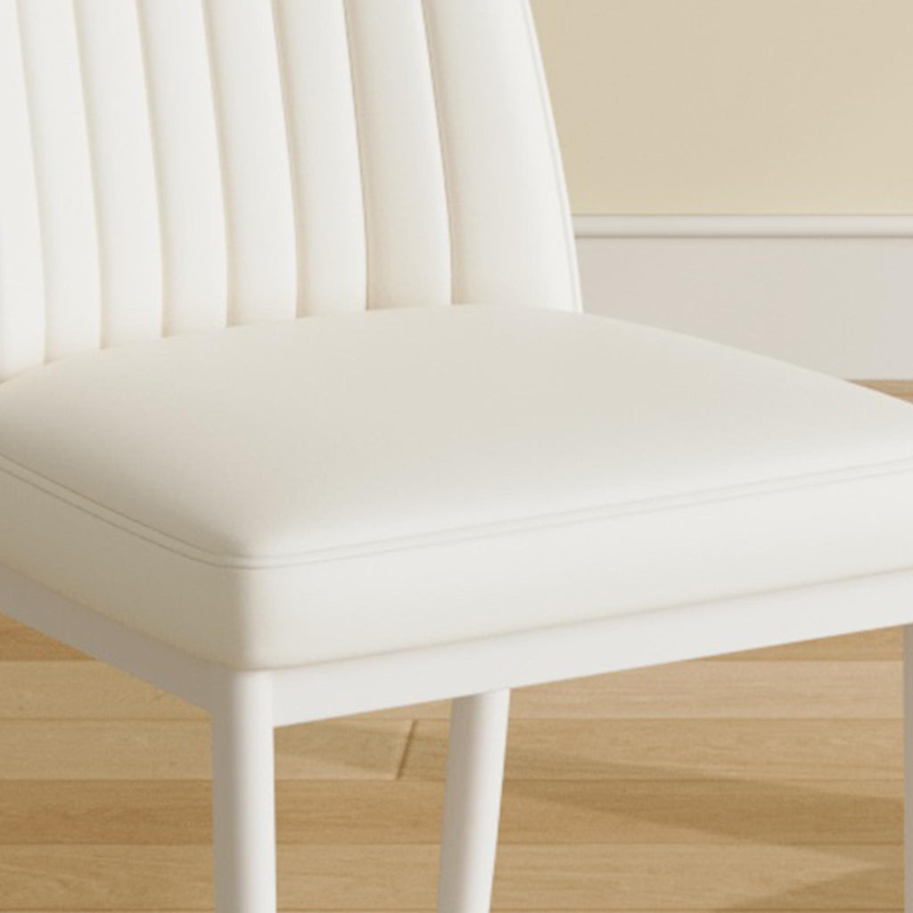 White High-Back Upholstered Dining Chairs — Set of 4