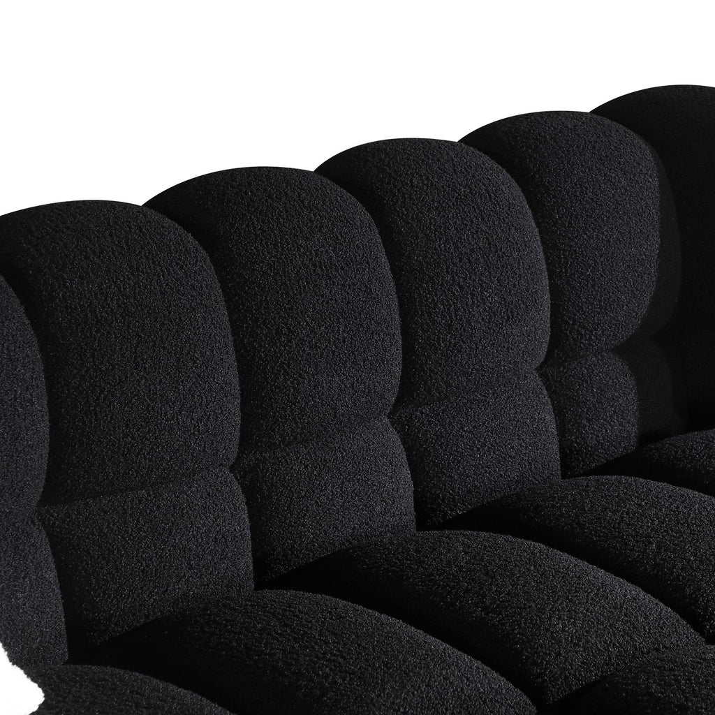 Black Marshmallow Bouclé Sofa | Sculptural 84-Inch 3-Seater