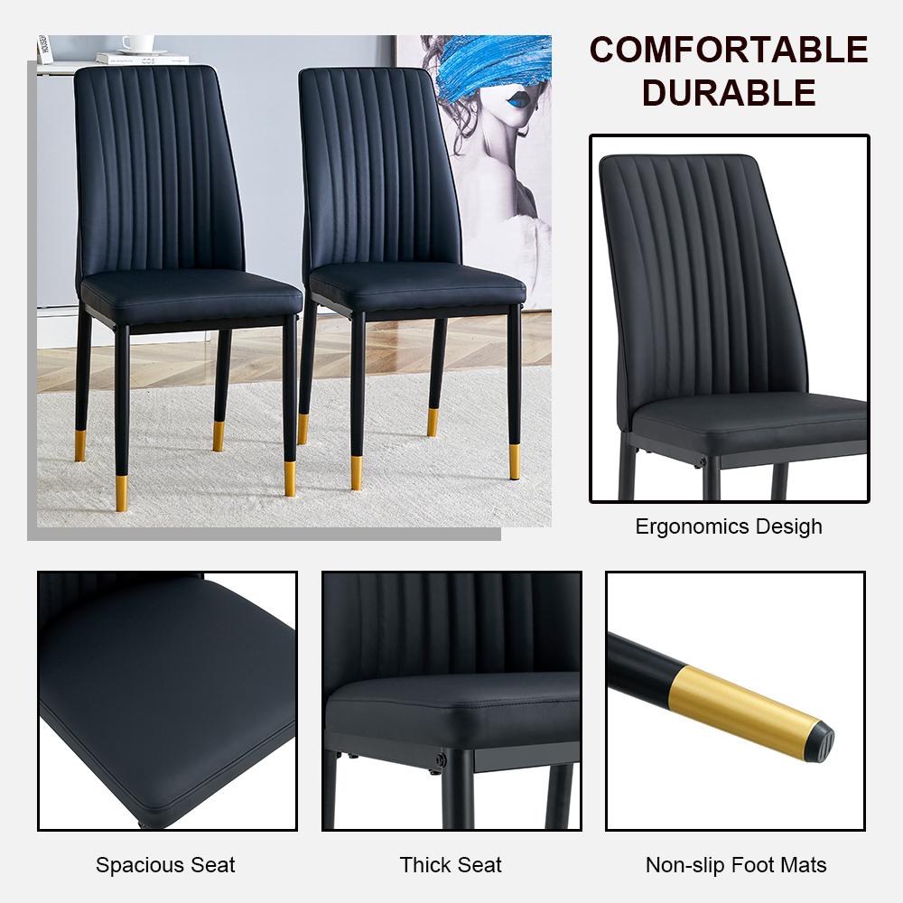 Black High-Back Upholstered Dining Chairs — Set of 4