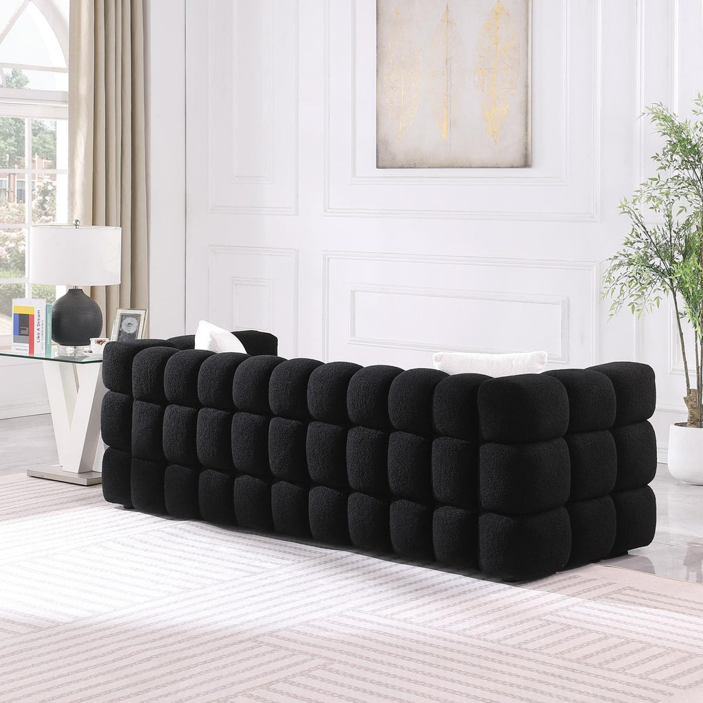 Black Marshmallow Bouclé Sofa | Sculptural 84-Inch 3-Seater
