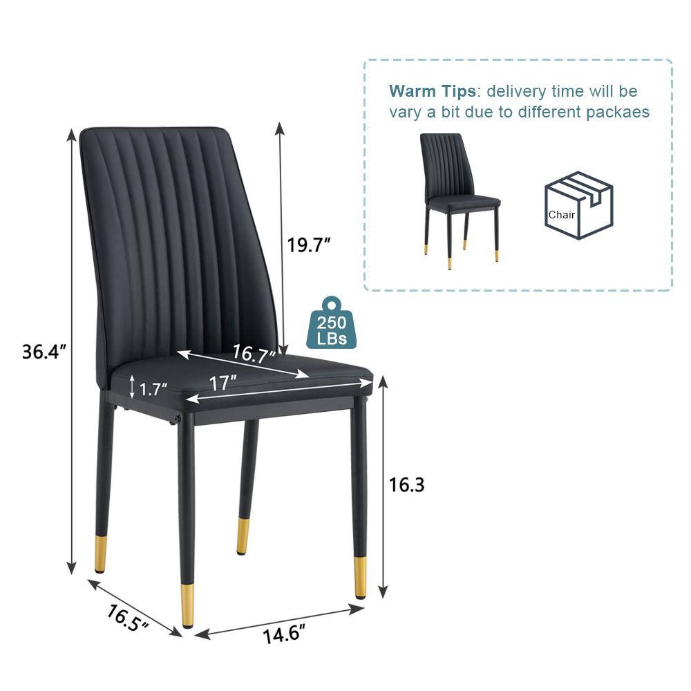 Black High-Back Upholstered Dining Chairs — Set of 4