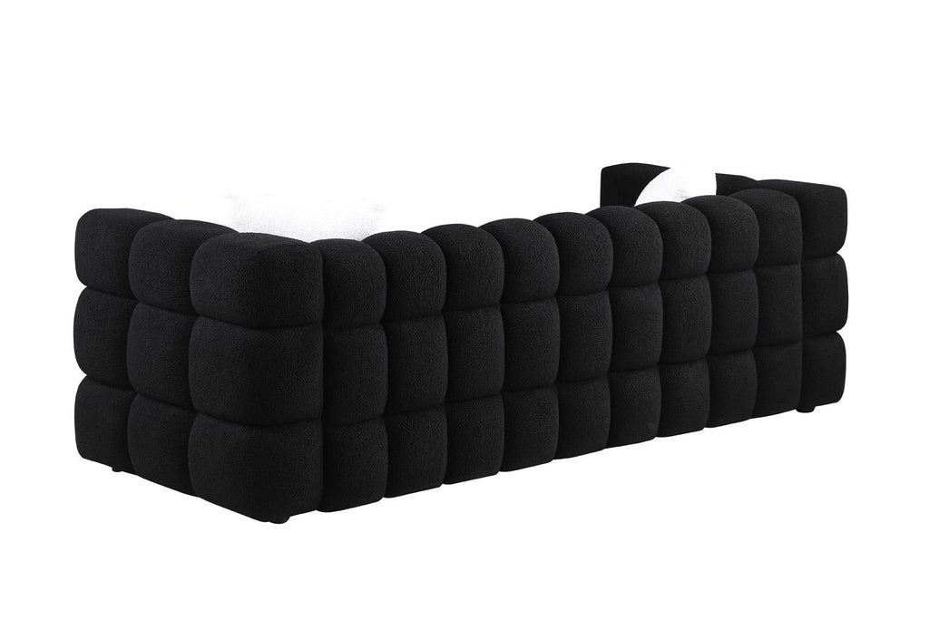 Black Marshmallow Bouclé Sofa | Sculptural 84-Inch 3-Seater