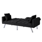 Black Velvet 74-Inch Convertible Futon Sofa Bed