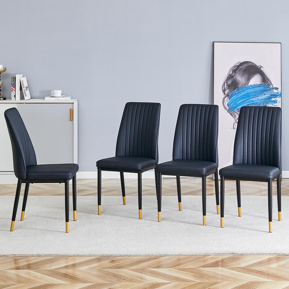 Black High-Back Upholstered Dining Chairs — Set of 4