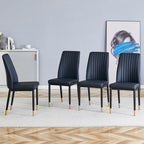 Black High-Back Upholstered Dining Chairs — Set of 4