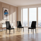 Black High-Back Upholstered Dining Chairs — Set of 4