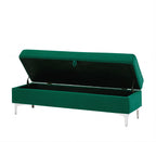 Forest Green Upholstered Storage Bench | Two-Seater