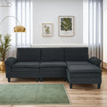 Dark Gray Teddy Modular 3-Seater Sofa with Ottoman