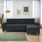 Dark Gray Teddy Modular 3-Seater Sofa with Ottoman